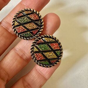 Sarah Coventry mosaic enamel vintage cufflinks